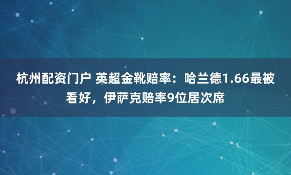 杭州配资门户 英超金靴赔率：哈兰德1.66最被看好，伊萨克赔率9位居次席
